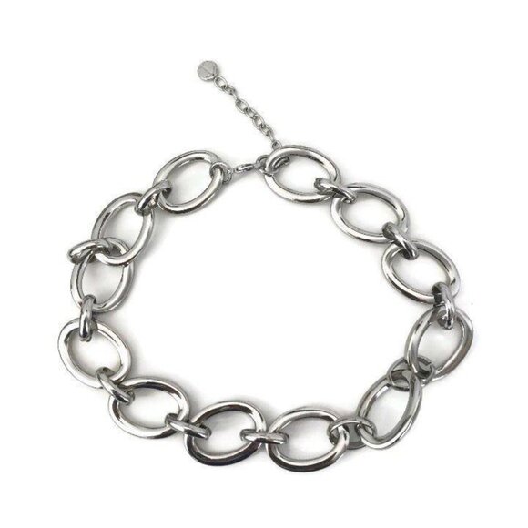 Vintage Silver Tone Collar Link Necklace - Picture 6 of 8